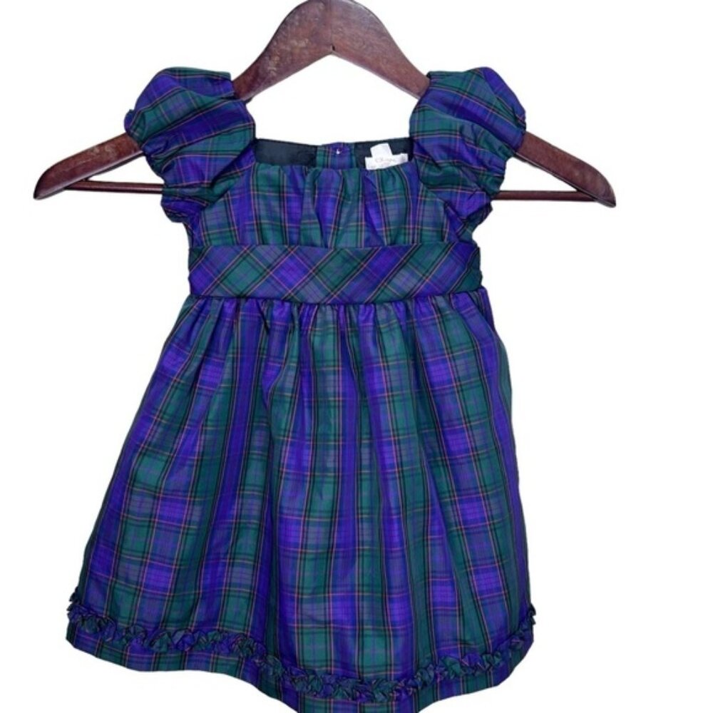 Chaps Plaid Purple  Green Dress Size 9m